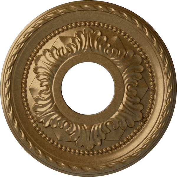 Ekena Millwork Palmetto Ceiling Medallion (Fits Canopies up to 4 7/8"), 12 1/8"OD x 3 1/2"ID x 1"P, Pale Gold CM12PMPAS - main